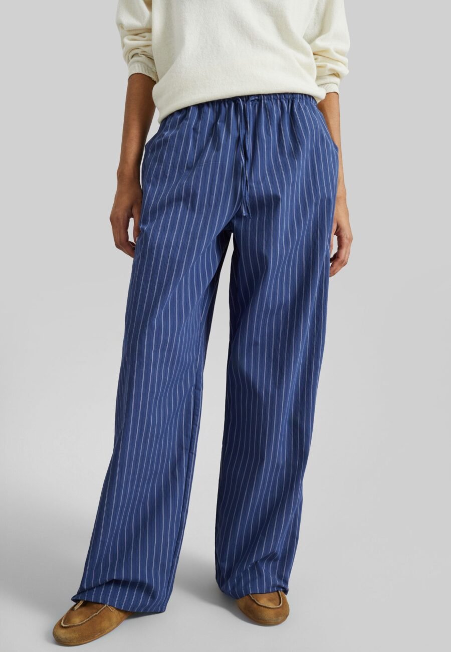 Almansa Drawstring Wide Pants - Blue Stripe