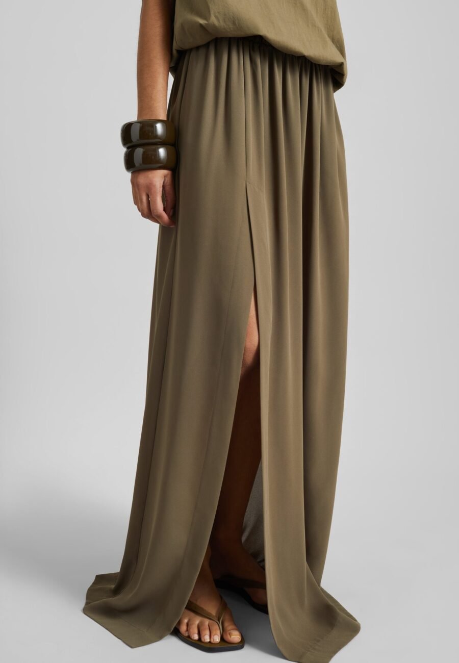 Elie Silk Fluid Maxi Skirt - Olive