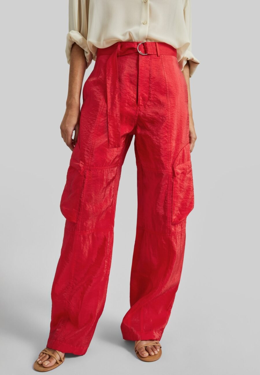 Kelly Sheer Cargo Pants - Red