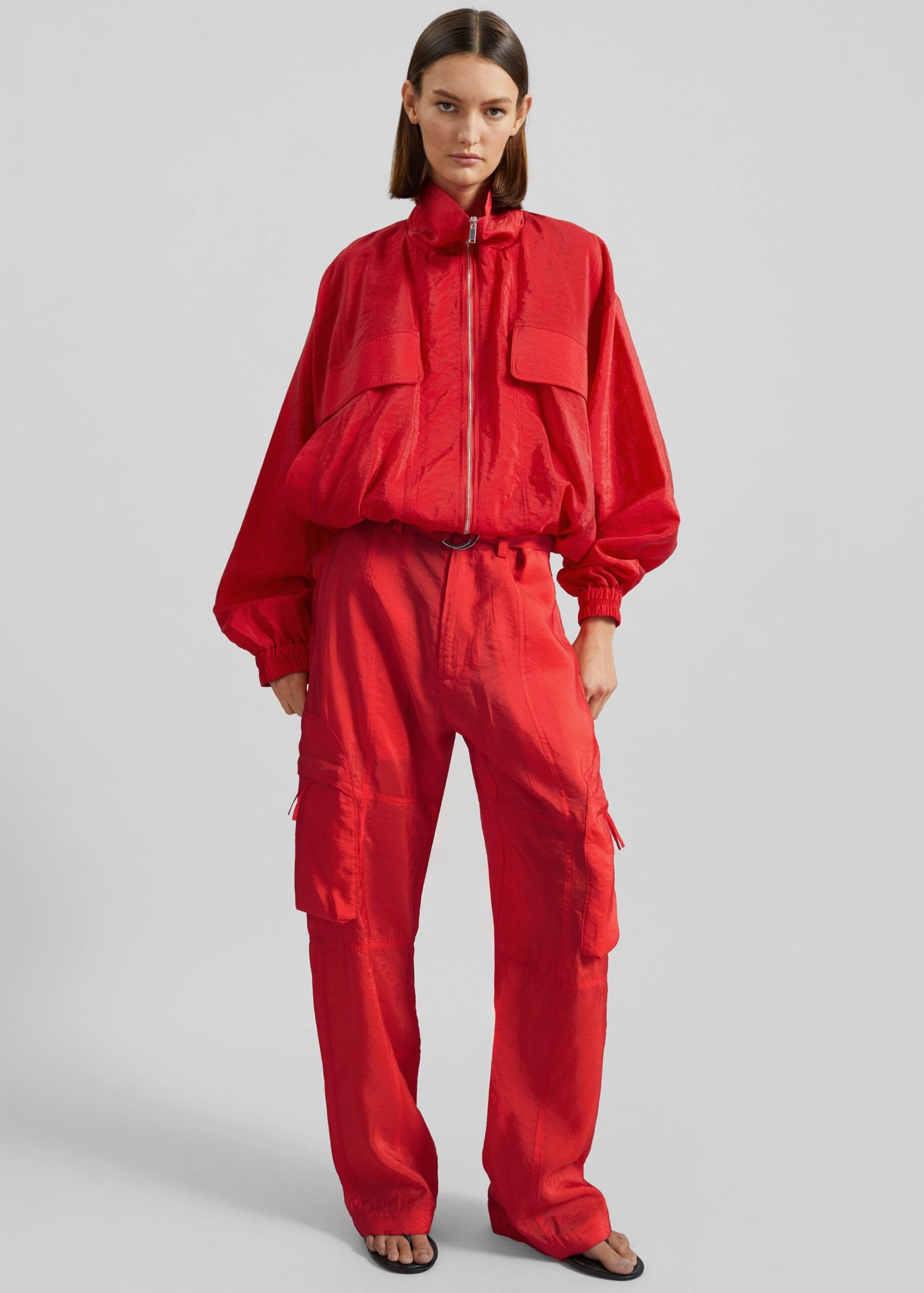 Kelly Sheer Cargo Pants - Red - Image 3