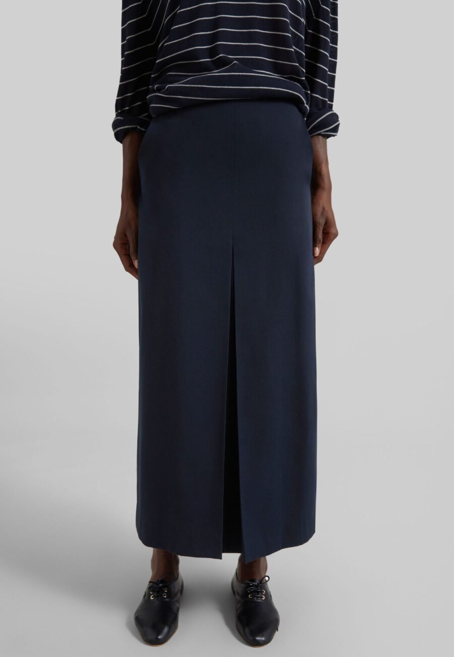 Lisle Front Slit Pencil Skirt - Navy