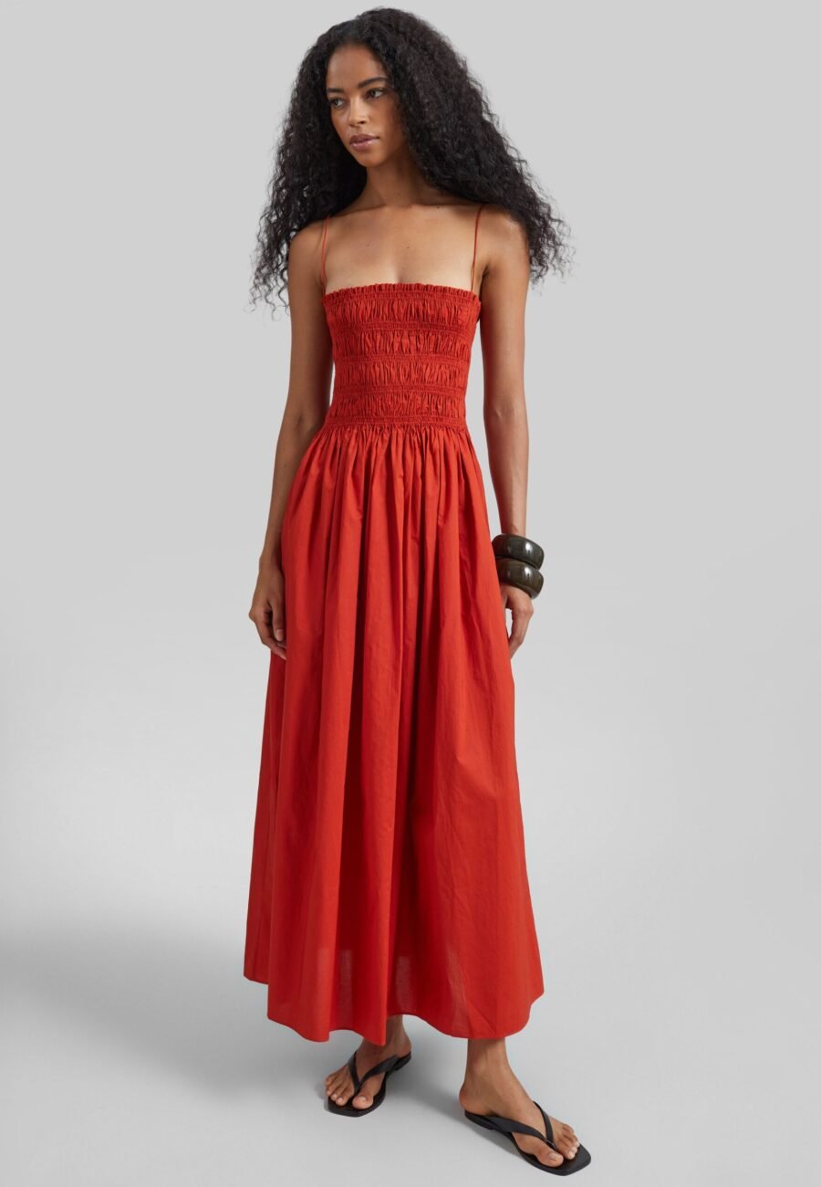 Matteau Shirred Bodice Dress - Tomato