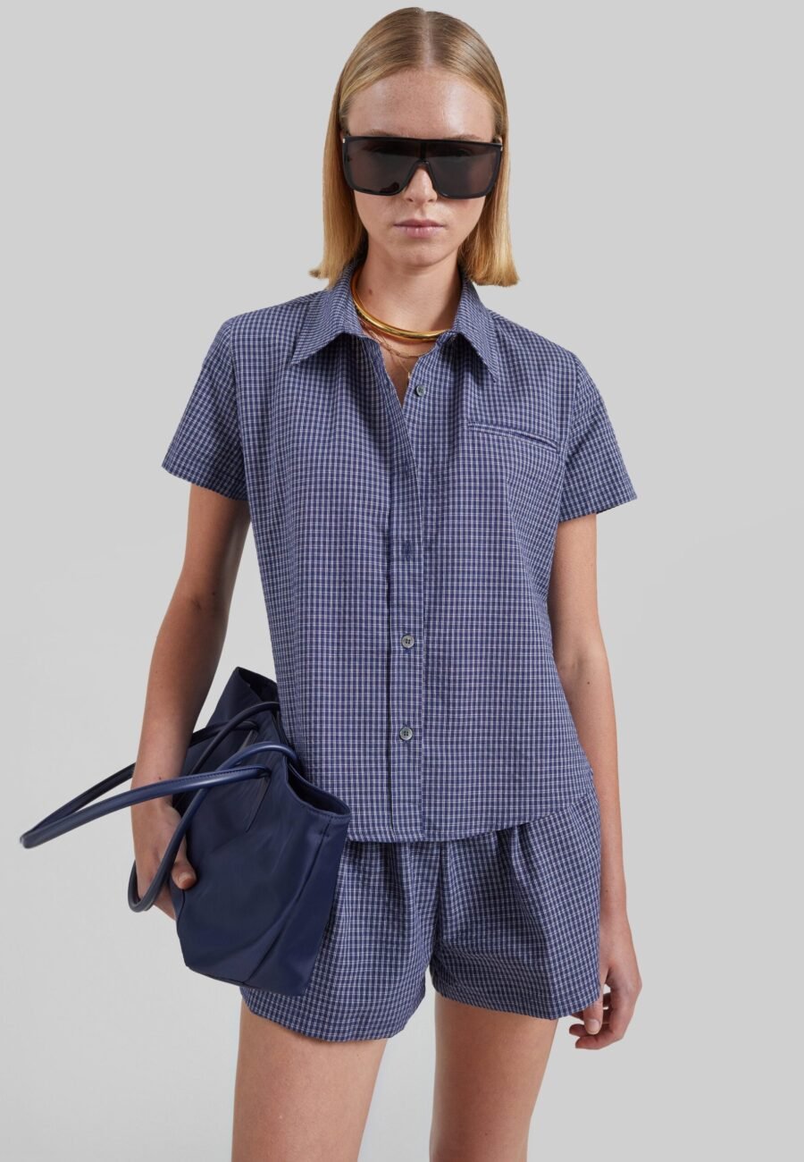 Solaro Short Sleeve Shirt - Navy Plaid