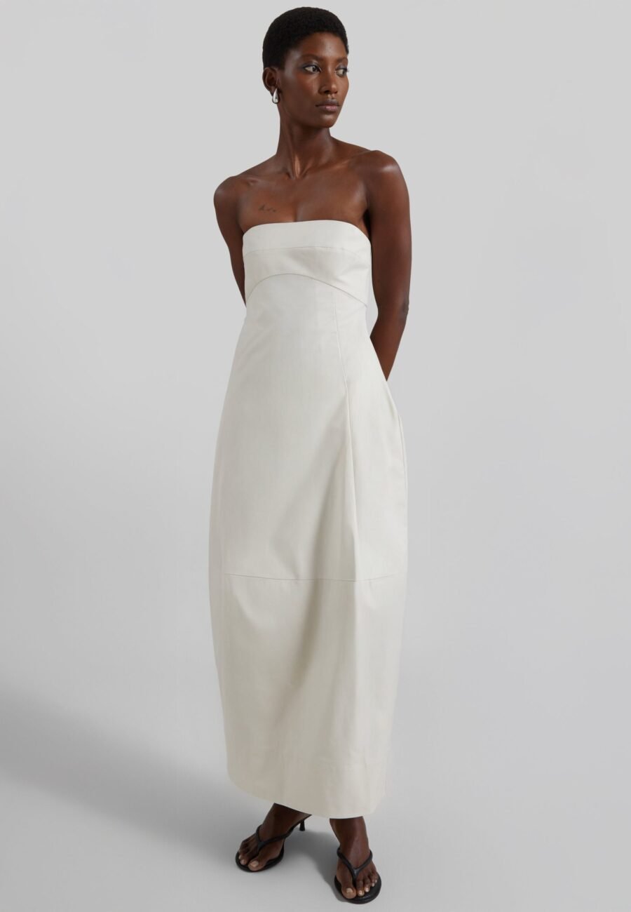 St. Agni Canvas Pleat Cocoon Dress - Shell