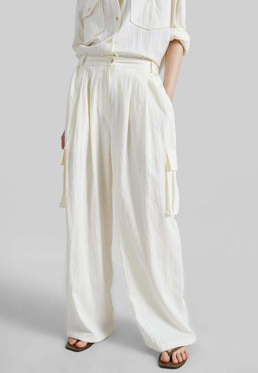 Trevi Textured Cargo Pants - Cream