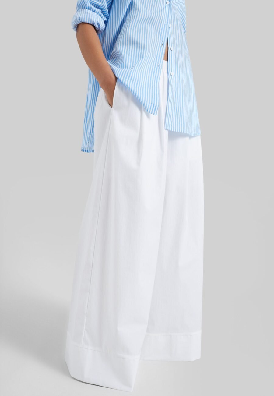Trivio Poplin Wide Leg Pants - White